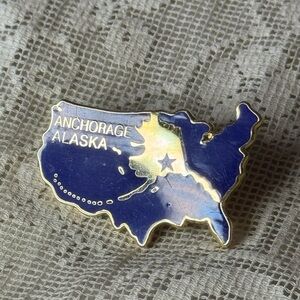 Blue and Gold Anchorage Alaska Map Pin